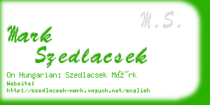 mark szedlacsek business card